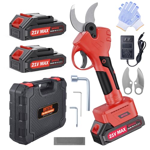 Electric Pruning Shears, 2.36" Opening, 2 Batteries&Spare Blades - color: Wine Red