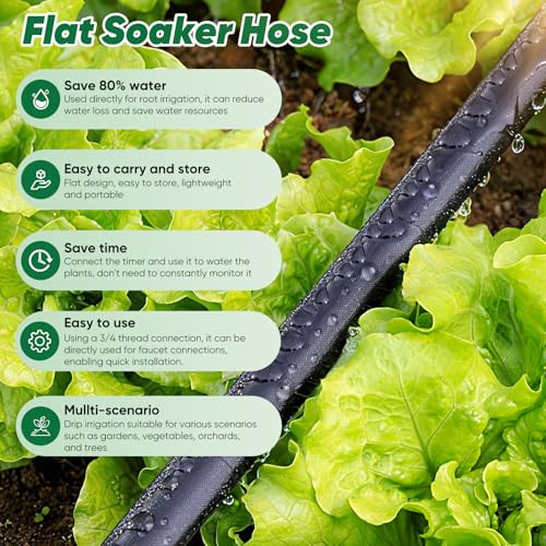 Drip Hose 50FT With Drip Irrigation System, Linkable Soaker Hoses