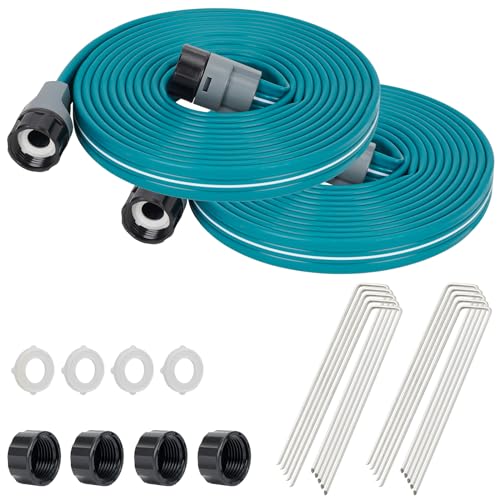 LINEX Sprinkler Soaker Hose 15ft x 2, Garden Lawn Watering Hose with Stakes - size: 30FT(15FT*2pack)