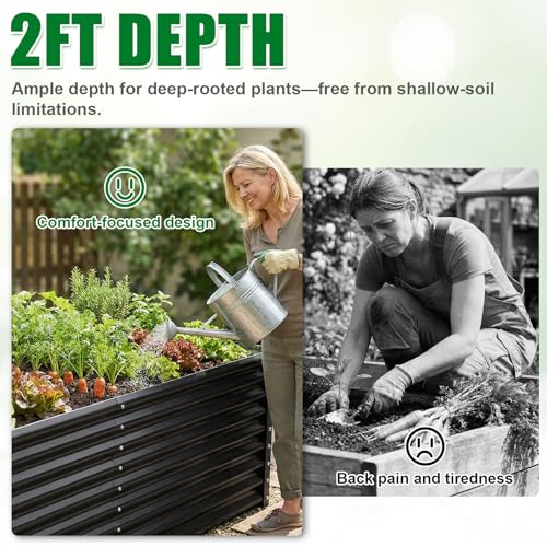 6x3x2ft Raised Garden Bed, Deep Root Planter Box, Black,1 Pack - size: 6x3x2FT-Black