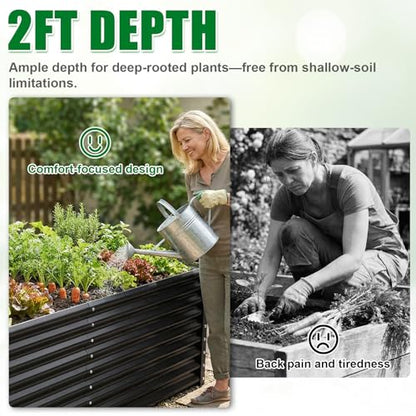 6x3x2ft Raised Garden Bed, Deep Root Planter Box, Black,1 Pack - size: 6x3x2FT-Black