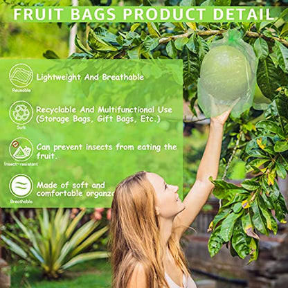 MIXC 100 Pcs Fruit Protection Bags, 8"x12" Fruit Net Cover with Drawstrings - size: 8''×12''