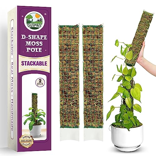 DUSPRO 2 Pack 16.5" D-Shaped Plastic Stackable Moss Poles - color: Plastic D shaped