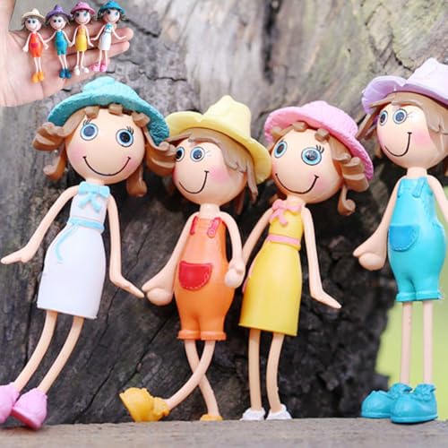 Purple Star 4PCS Mini Girls Figurines Plastic Miniatures, Colorful - color: Sunshine Girls-colorful