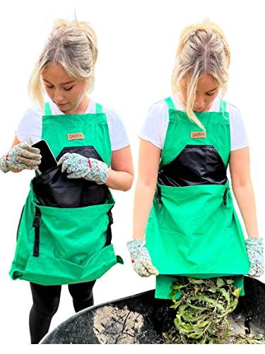 Grampa's Gardening Apron Cross Back Garden Apron with Large Pockets - color: Green