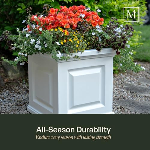 Mayne Nantucket 16in Self-Watering Square Planter, Black - color: Black