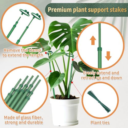 Telescoping Plant Stakes, 3Pcs 17.9IN to 42.3IN Adjustable Monstera Support - size: 42.3Inches 3Pack