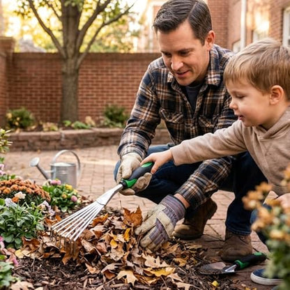 Small Leaf Rake Gardening,Mini Hand Rake Clean Flower Beds Fallen Leaves - color: Silver