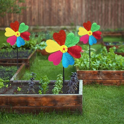 Garden Wind Spinners for Outdoor, Decorative Pinwheel Bee Butterfly Ladybug Windmill Whims (Sparkly-2) - size: Sparkly-2