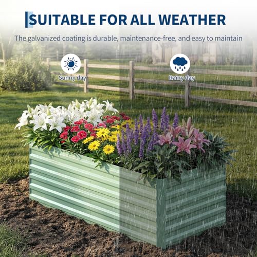 Garvee 2PCS 6x3x2ft Galvanized Raised Garden Bed, Outdoor Planter Box - color: Green-rect., size: 6x3x2ft 2pcs