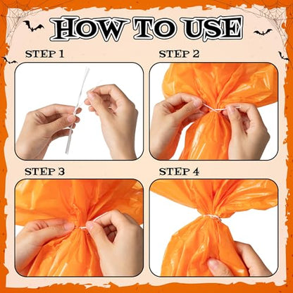 CNhoqc Halloween Lawn Leaf Bags, 8 Pcs Pumpkin Cat Ghost Mummy Twist Ties