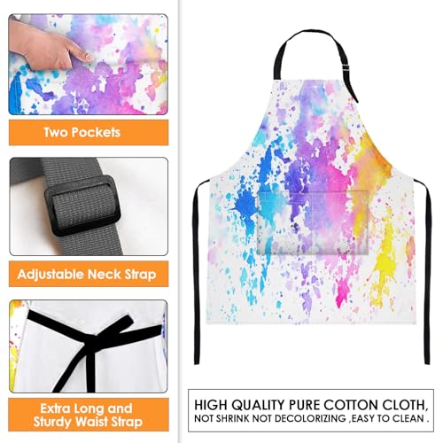 Britimes Apron with Pockets, 32x28 inch, for Women Men, Colorful Paint - color: Watercolor
