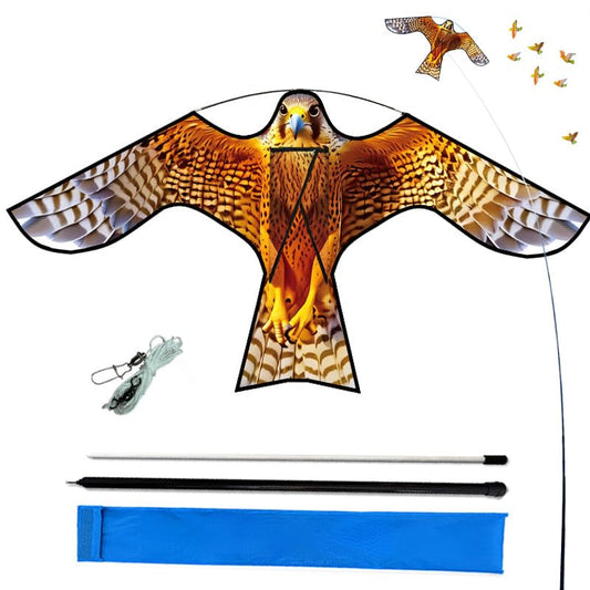 HENGDA KITE Bird Scarer Hawk Flying Kite with 4m Pole for Farm Protector(Y)