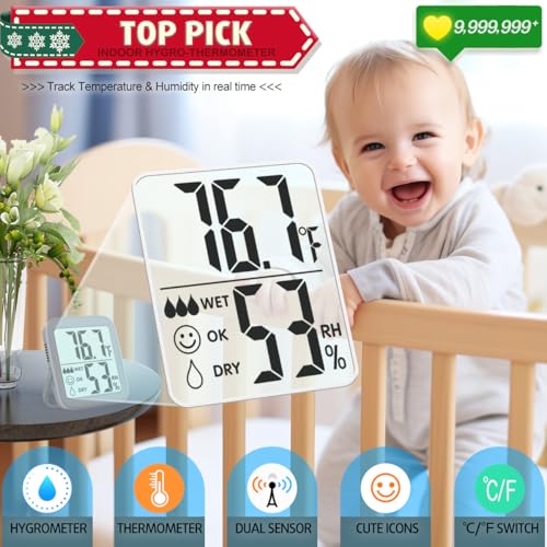 Antonki 2 Pack Room Thermometer Indoor Hygrometer - color: 2 Pcs* Space Grey