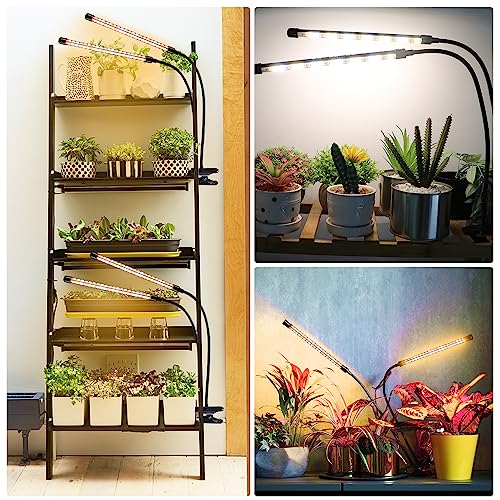 Grow Lights for Indoor Plants, Full Spectrum Dual-Head Clip Plant Lights - size: 2 Head-V 2 Pack