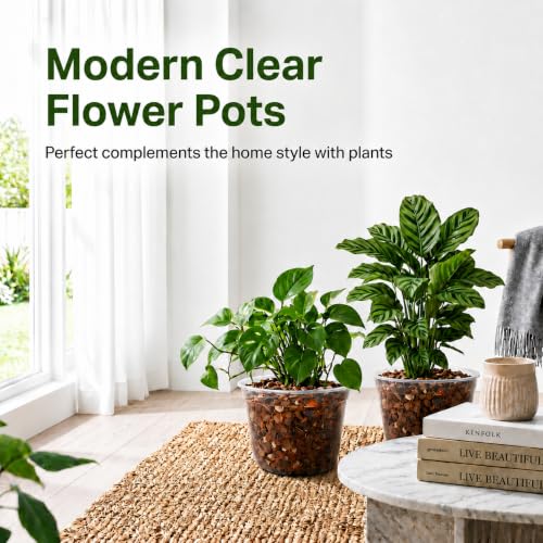15 Pack 8 Inch Clear Nursery Pots, Large Clear Plant Pots with Drainage - size: 8 Inch-15 Pack