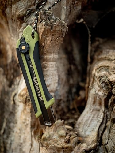 OLFA WORKS Serrated Knife (OW-BCS-1/OD) - Ratchet Lock Handle, Olive - color: Olive