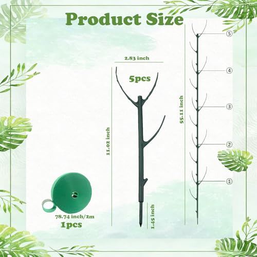 Stackable Monstera Moss Pole, 5 PCS Natural Coir Plant Support Stakes. - size: 5 Pack