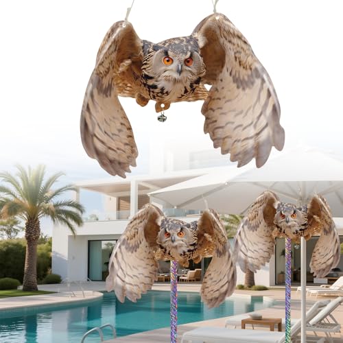 5 Pcs Hanging Fake Owl to Scare Animals Away, Flat Cardboard Fake Owl Keep Pigeon Woodpecker Away, Weatherproof Outdoor Decor for Contryard Patio Backyard Front Porch Balcony Orchard Windows - color: 5pcs-lt.brown