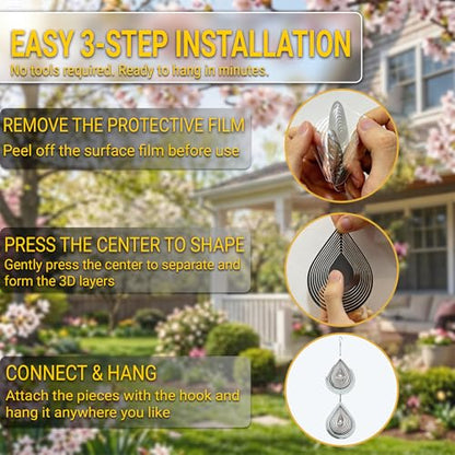 Reflective Bird Deterrents for Outside, Woodpecker Repellent - size: Water Drop