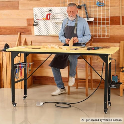YITAHOME 60in Adjustable Workbench with Wheels 1600lb Capacity - size: 60" Workbench (No Pegboard)