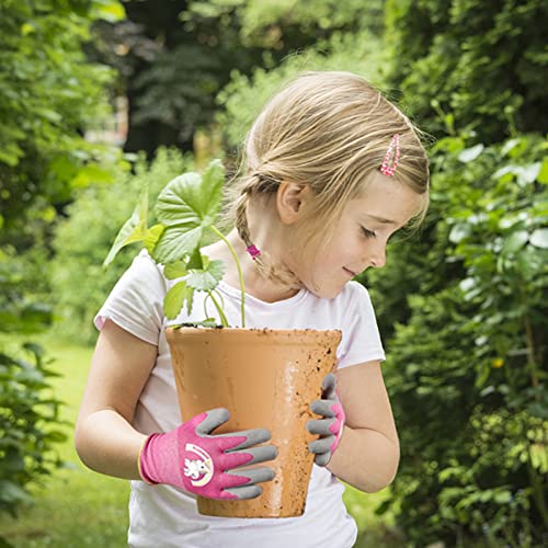 Kids-Gardening-Gloves for Age 3-12, Rubber-Coated Garden Yard Work-Gloves for Children Toddlers Boys & Girls - color: 3 Pair - Blue, Yellow, Pink