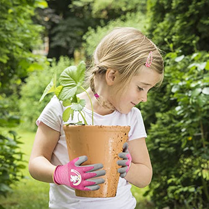 Kids-Gardening-Gloves for Age 3-12, Rubber-Coated Garden Yard Work-Gloves for Children Toddlers Boys & Girls - color: 3 Pair - Blue, Yellow, Pink