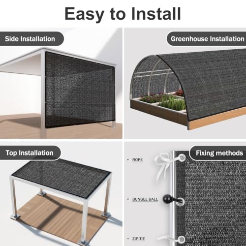 SUNNY GUARD Sun Shade Cloth, 10 x 14 FT Black HDPE Mesh - color: 90 SHADE-BLACK, size: 10 FT x 14 FT