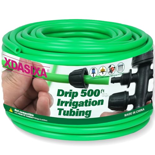1/4" Drip Irrigation Tubing 500ft, Flexible UV-Resistant Garden Hose for DIY Irrigation Systems, Hydroponics, Greenhouse & Outdoor Watering, Lightweight Misting Tubing (Green) - size: 500 FT