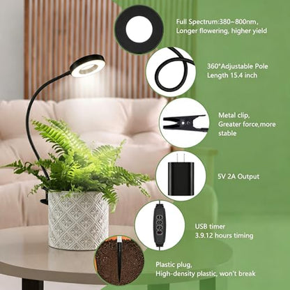 Grow Lights for Indoor Plants, Clip-On Plant Light, Black, 1Pack - color: Black，1 pack