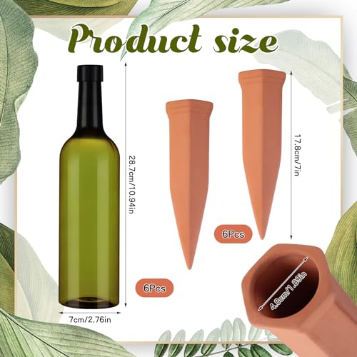 SiliFine 6 Sets Terracotta Watering Spikes,Emerald Green and Terracotta - color: Emerald Green and Terracotta