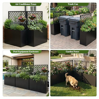 Metal Planter Box with Trellis, 35" Lx11.8 Wx47 H Metal Raised Garden Bed with Trellis and Drainage Holes, Outdoor Standing Flower Bed for Climbing Plants,Vegetables,and Vines(Diamond) - size: 1 PCS 35" Lx11.8" Wx47" H - Diamond