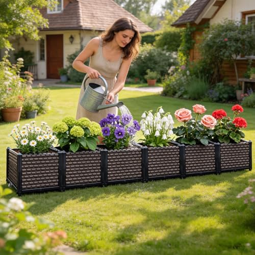 Large Planters for Outdoor Plants 14" Tall Planter Box, 94.4"L x 15.7"W - size: 94.4"(l) X 15.7"(w) X 14.2"(h)