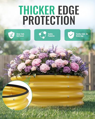 ZXZYHFTY Round Raised Garden Bed Set, 2 Pack, 2 x 2 x 1 Ft, Yellow - color: Yellow