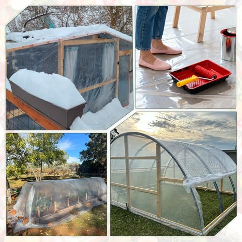 10x35 FT Greenhouse Plastic Sheeting,Transparent Greenhouse Film, UV Resistant Waterproof Plastic Covering for Winter, Polyethylene Greenhouse Covering for Farm, Garden,Agriculture - size: 10×35FT