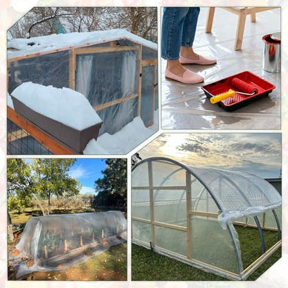 10x35 FT Greenhouse Plastic Sheeting,Transparent Greenhouse Film, UV Resistant Waterproof Plastic Covering for Winter, Polyethylene Greenhouse Covering for Farm, Garden,Agriculture - size: 10×35FT