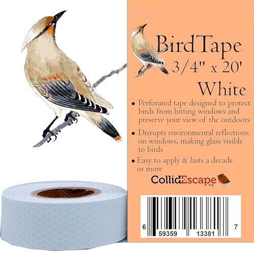 COLLIDESCAPE White Bird Tape (3/4" x 20' - Covers 1 to 2 Windows) | Window Decals to Prevent Bird Strikes | White - size: 3/4" x 20'
