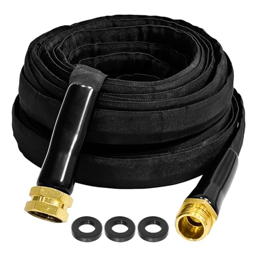 Garden Hose Lightweight Flexible Water Hose, Lay Flat Kink Free Hose with 3/4" GHT Fittings for Yard Lawn Outdoor (50FT) - size: 50FT
