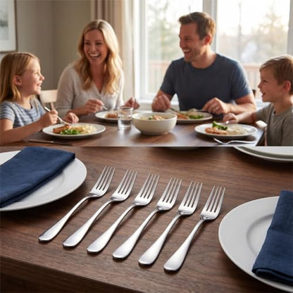 Dinner Forks Set of 6, Stainless Steel, Mirror Polished, 8.2 Inch