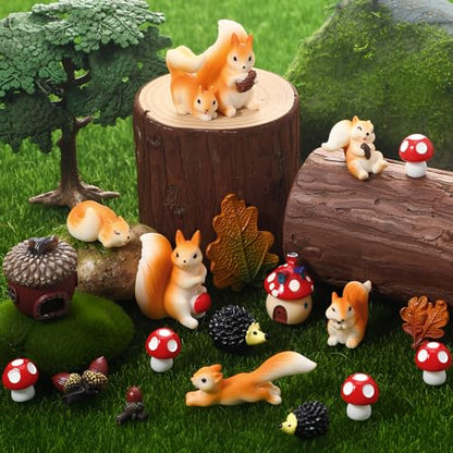20Pcs Mini Resin Squirrel Figurines Miniature Squirrel Figures