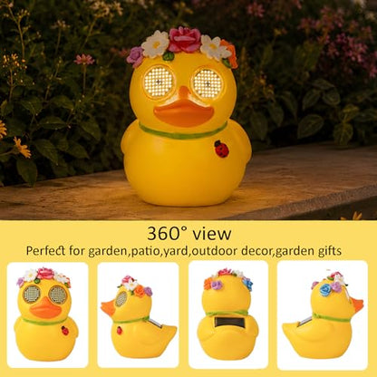 Porch Duck Statue,Solar Garden Duck Decor with Moving Eyes - style: Country