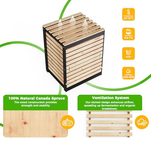 130 Gallon Canada Cedar Wood Compost Bin, Outdoor Composter, Natural - size: 31.5" L×27.5" W