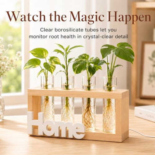 LED Plant Propagation Station 4 Glass Tubes for Hydroponic Cuttings - color: HOME