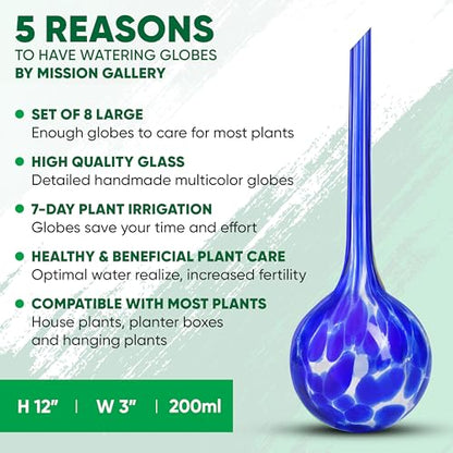 Plant Watering Globes Set of 8, Large - Glass Self Watering Globes - style: Set of 8 Large