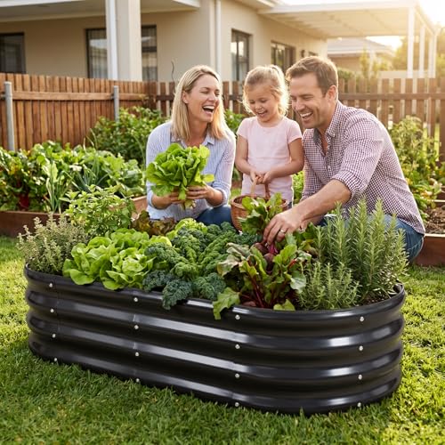 1MORE Galvanized Raised Garden Bed Outdoor,Planter Bed 4x2x1ft,Gray,4-Pk - color: Gray