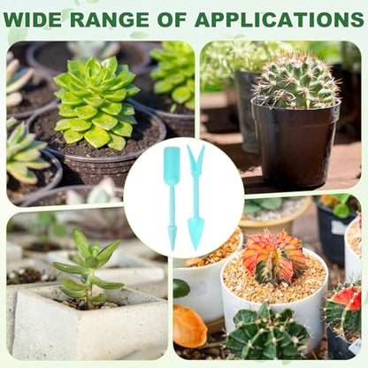 M METERXITY 3-Set Mini Gardening Tools, Plastic 2-in-1 Portable Garden Shovel Hand Tools Set Digging Scoops Kits for Plant/Seedlings/Transplanting/Succulent/Bonsai [Blue] - color: Blue