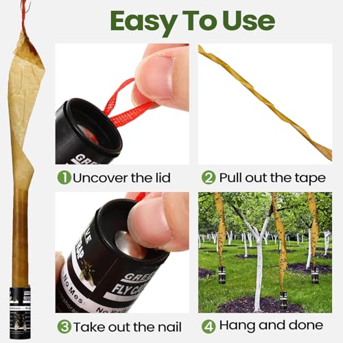 Qualirey 80 Pack Fly Strips Sticky Hanging Indoor Outdoor,Black - color: Black