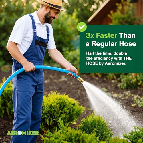 Aeromixer THE HOSE 1 Inch Garden Hose 25 Ft w/Adapter Set for 3/4 Spigots - size: 1" x 25', style: 1 Pack