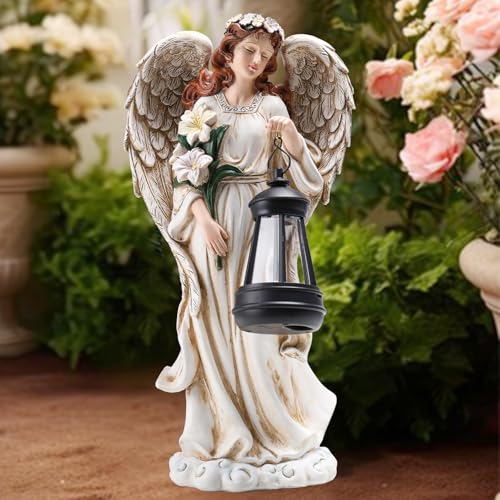 Garden Angel Statue, Solar Garden Angel Statues for Outside with Lantern - color: Lantern