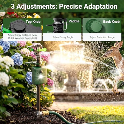Solar Motion Activated Sprinklers for Animal Deterrent 1 Pack Cat Repellent Animal Sprinkler Repeller with Motion Sensor Flashing Lights Deer Rabbit Bird Squirrel for Yard Lawn Farm Backyard